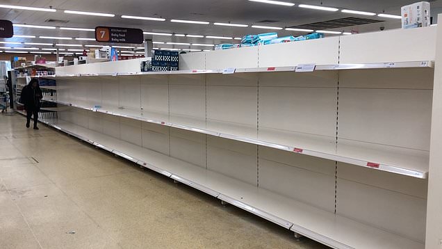 Empty shelves at supermarkets as Coronavirus leads to panic buying