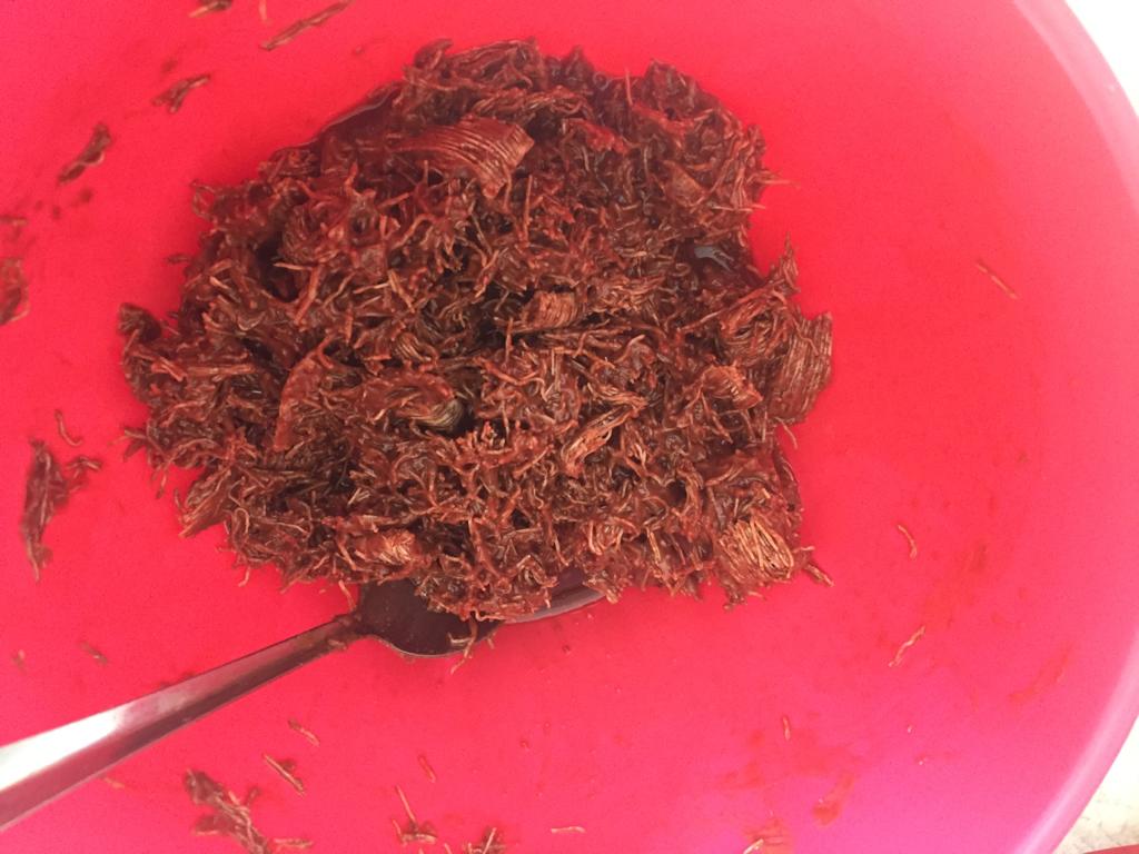 Chocolate shredded wheat mix completed