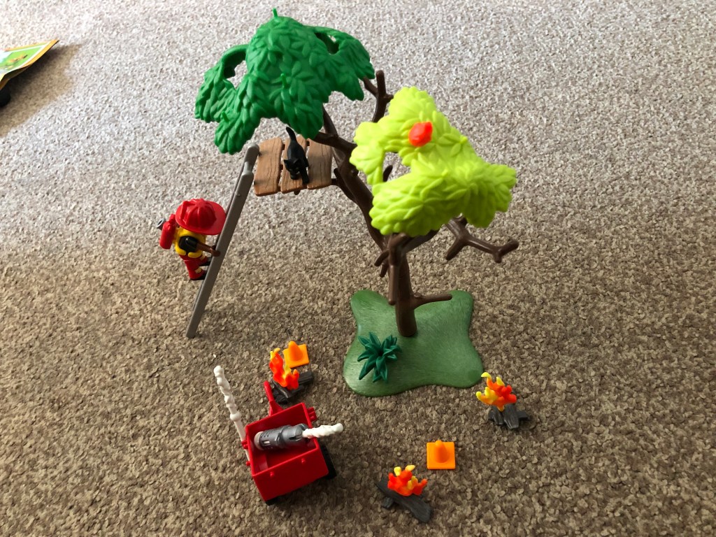 The burning tree part of the playset